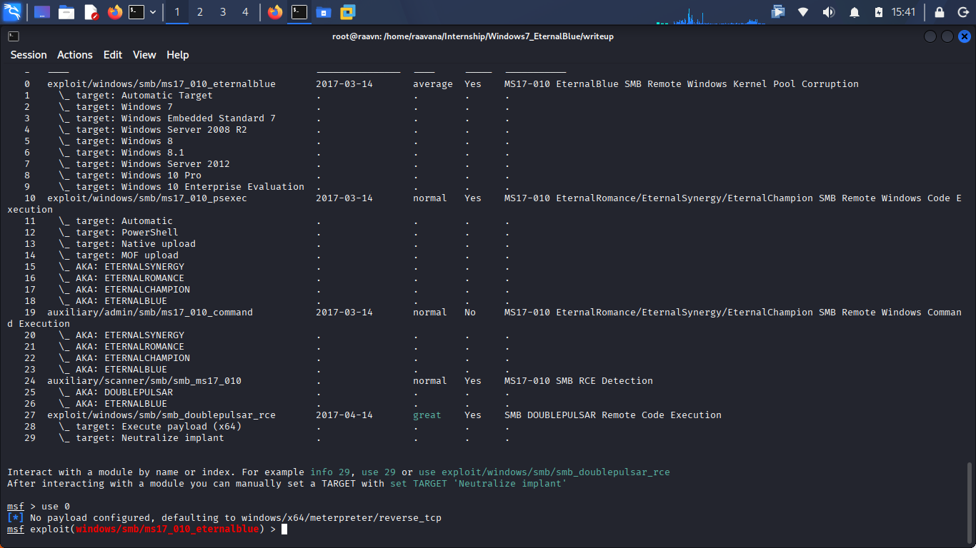 Metasploit search result screenshot