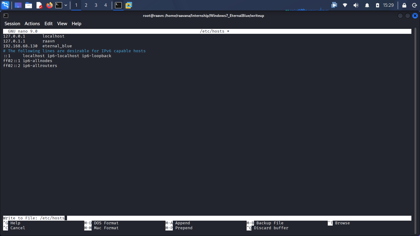 Modified hosts file screenshot