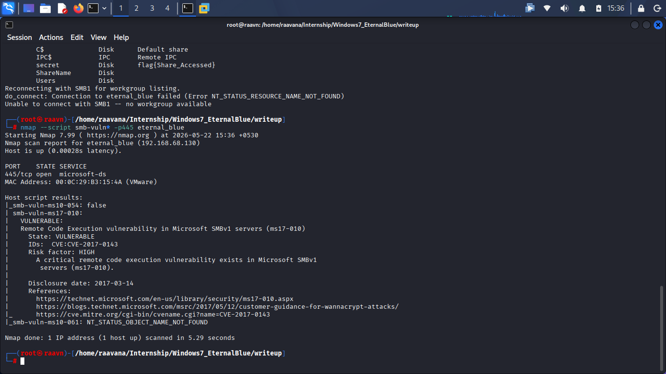 SMB vulnerability scan result screenshot