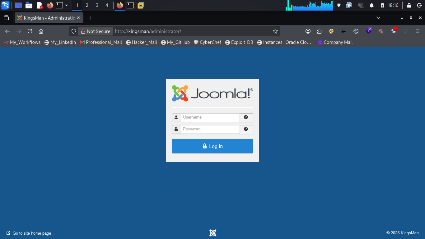 Joomla administrator login panel