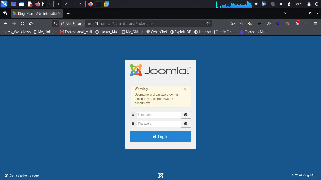 Failed login message
