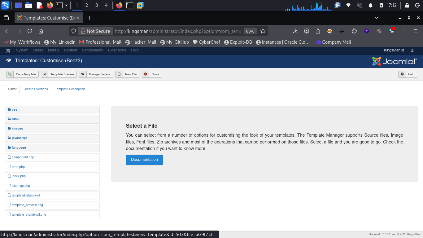 Joomla template manager edit list