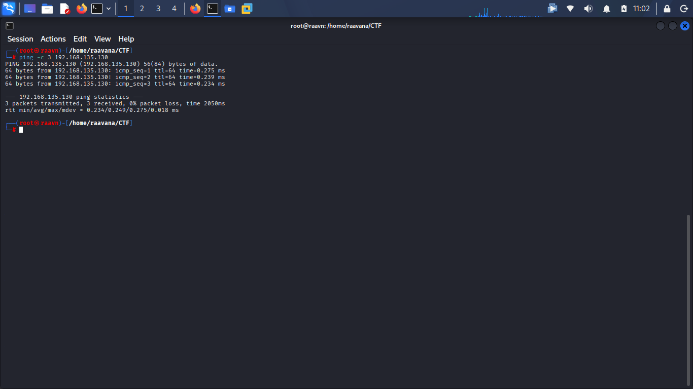 Verifying connectivity via ping
